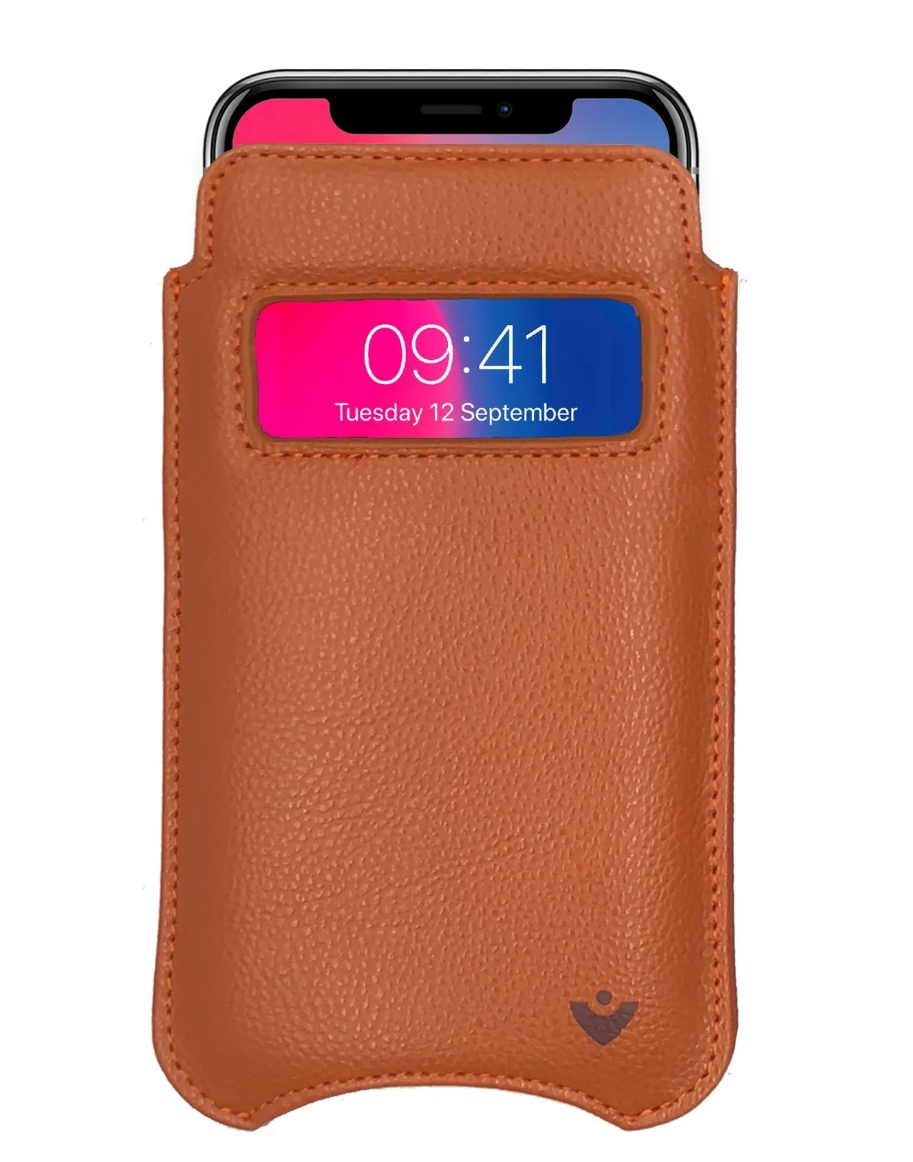 iPhone 16 / 16 Pro Tan Faux Leather Wallet Case with NueVue Patented Antimicrobial, Germ Fighting and Screen Cleaning Technology