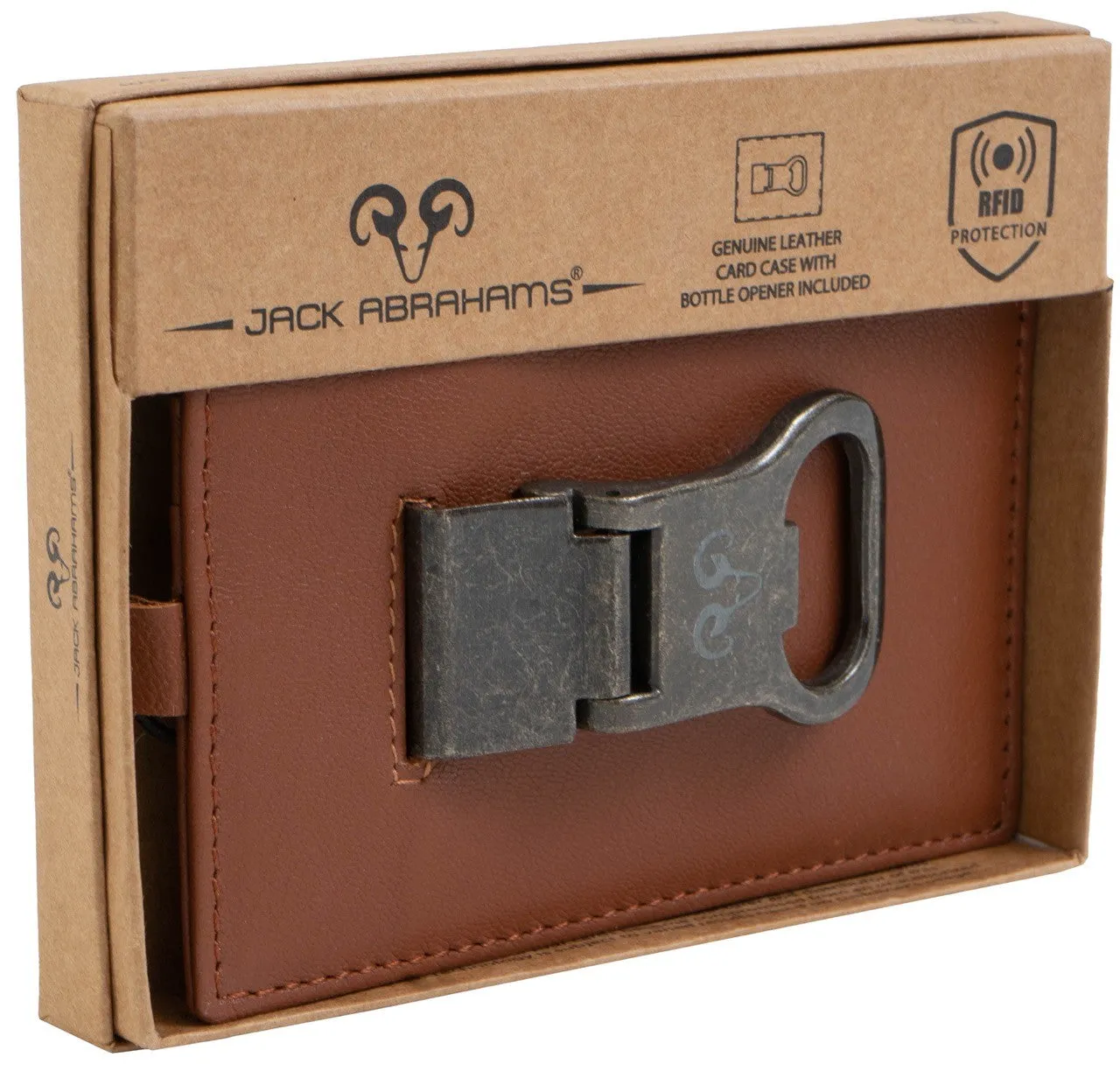 Jack Abrahams Card Case RFID Wallet With Removable Money Clip Bottle Opener