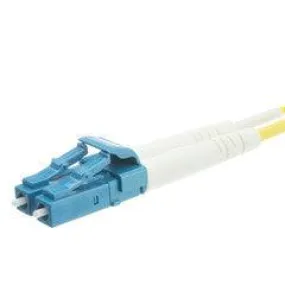 LC Duplex Fiber Optic Patch Cable, OS2 9/125 Singlemode, Yellow Jacket, Blue Connector, 25 meter (82 foot)