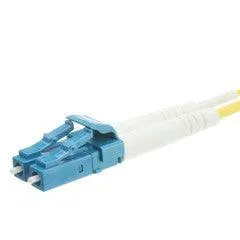 LC Duplex Fiber Optic Patch Cable, OS2 9/125 Singlemode, Yellow Jacket, Blue Connector, 25 meter (82 foot)