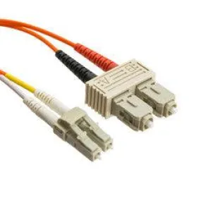 LC/UPC to SC/UPC OM3 Duplex 2.0mm Fiber Optic Patch Cord, OFNR, Multimode 50/125, Aqua Jacket, Beige Connector, 3 meter (10 ft)