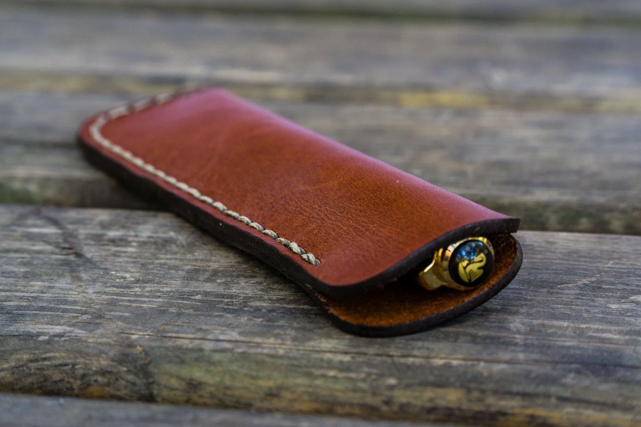 Leather Single Fountain Pen Case / Pen Pouch - Brown