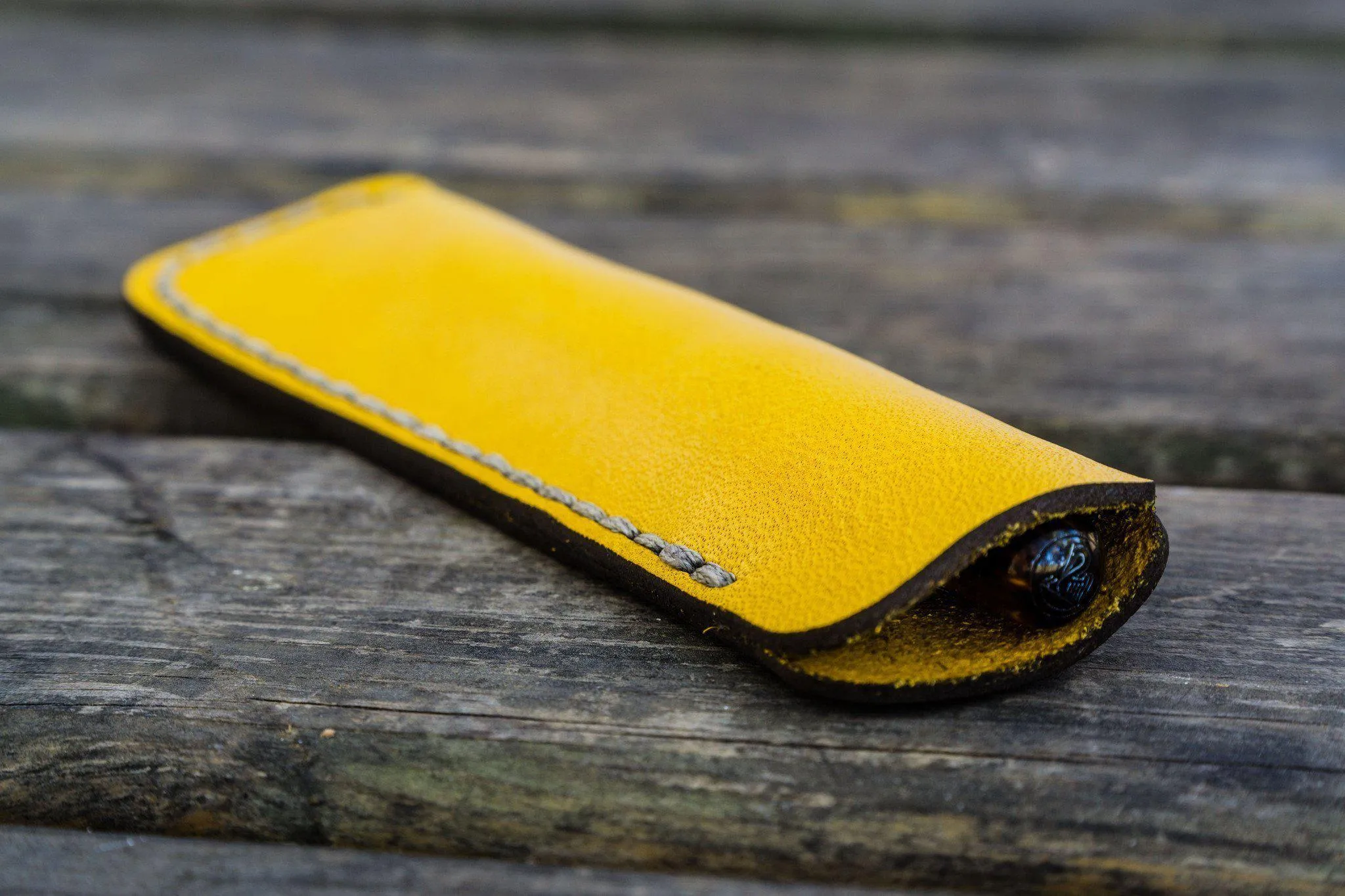 Leather Single Fountain Pen Case / Pen Pouch - Yellow