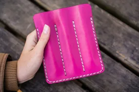 Leather Triple Fountain Pen Case / Pen Pouch - Pink