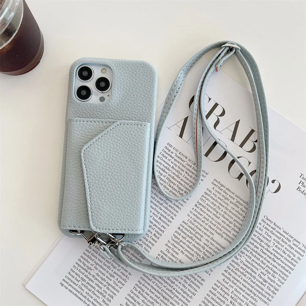 Leather Wallet Crossbody Phone Case With Card Holder For iPhone