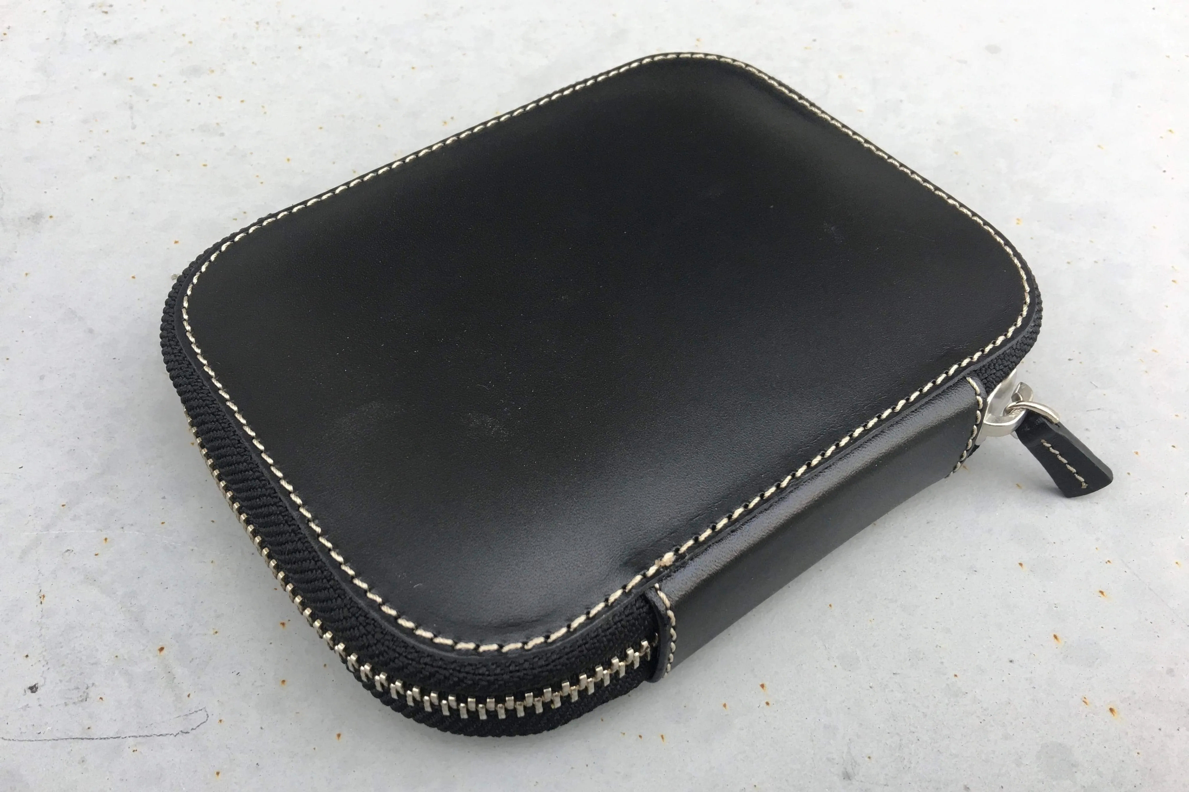 Leather Zippered 10 Slots Pen Case - Black