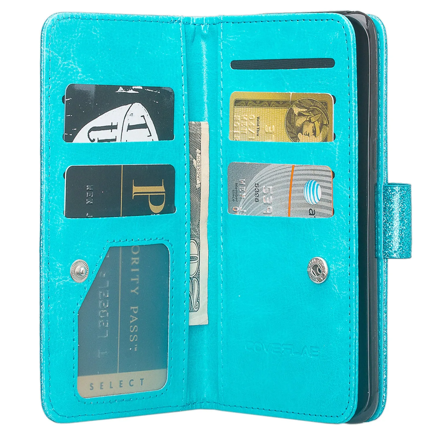 LG Aristo 2 Plus Case, Aristo 2, LG Tribute Dynasty, Rebel 3, Zone 4, [Wrist Strap] Glitter Faux Leather Flip [Kickstand] Wallet Case Wristlet - Teal