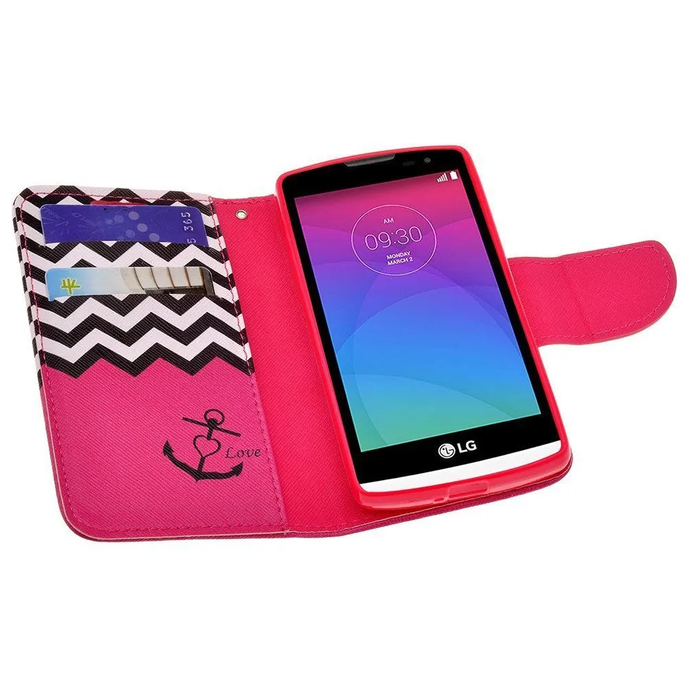 LG G Stylo Case, LG G Vista 2 Case, Wrist Strap Magnetic Flip Fold[Kickstand] Pu Leather Wallet Case with ID & Credit Card Slots for LG Vista2/Stylo - Hot Pink Anchor