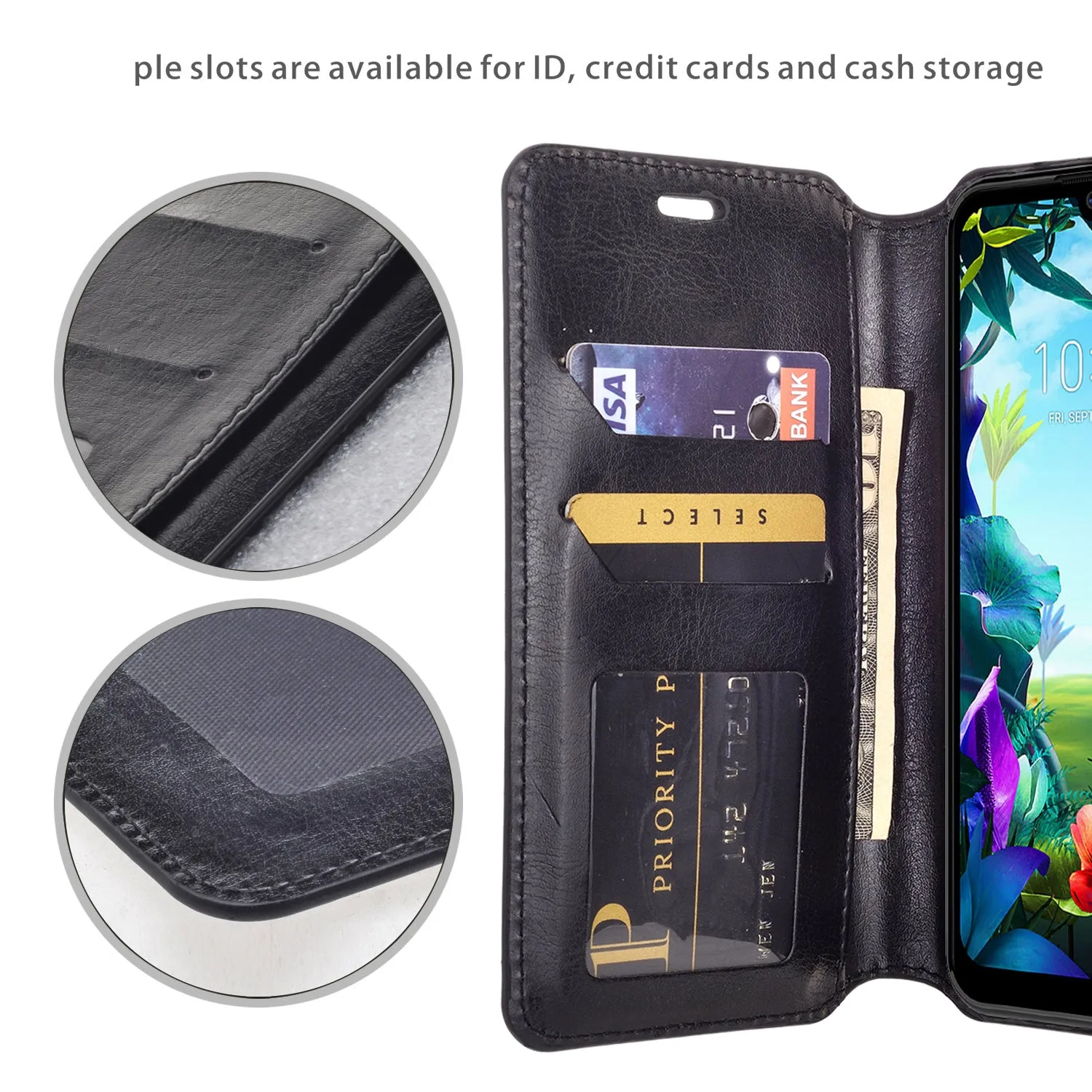 LG Stylo 6 Case, Stylo 6 Wallet Case, Pu Leather Wallet Case [Kickstand] with ID & Credit Card Slots for Stylo 6 - Black