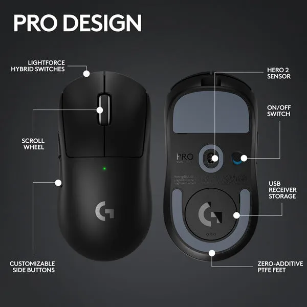 Logitech PRO X SUPERLIGHT 2 LIGHTSPEED Wireless Gaming Mouse - Black