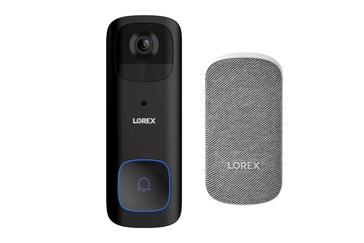 Lorex 2K Wi-Fi Video Doorbell (Battery-Operated) with Wi-Fi Chimebox (32GB)