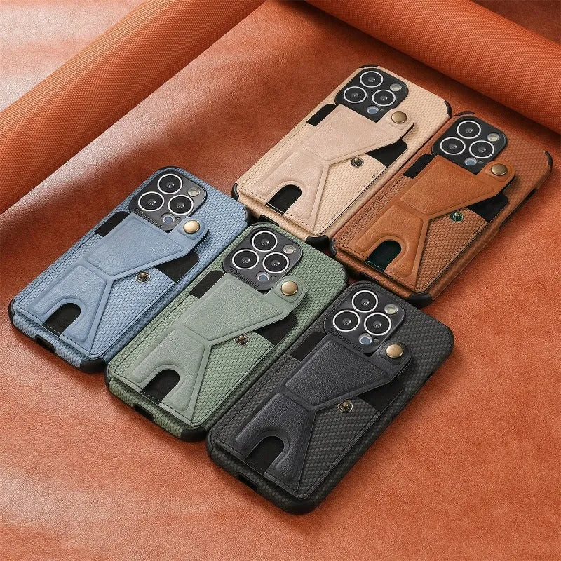 Magnetic K-shaped Card Slot Phone Case For IPhone