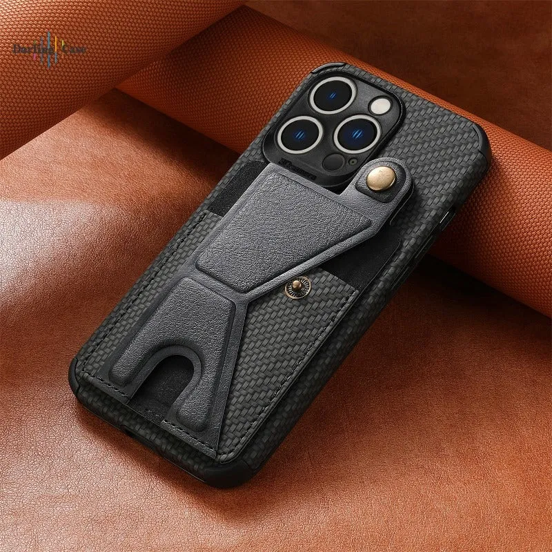 Magnetic K-shaped Card Slot Phone Case For IPhone