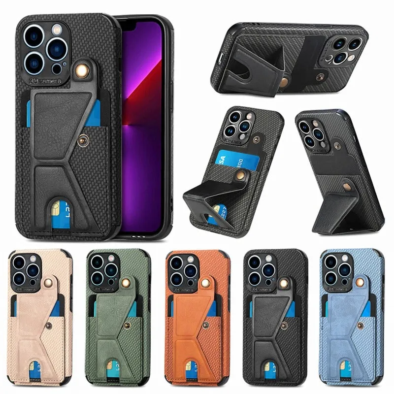 Magnetic K-shaped Card Slot Phone Case For IPhone