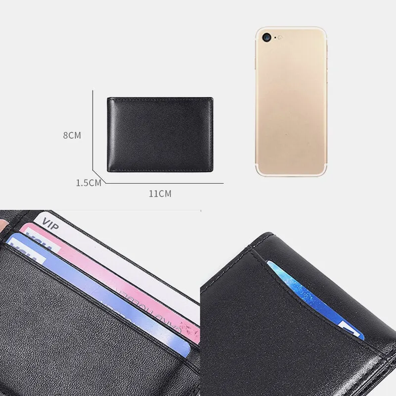 Men Genuine Leather RFID Anti-theft Push Card Slot Multi-Slot License Case Card Holder Wallet