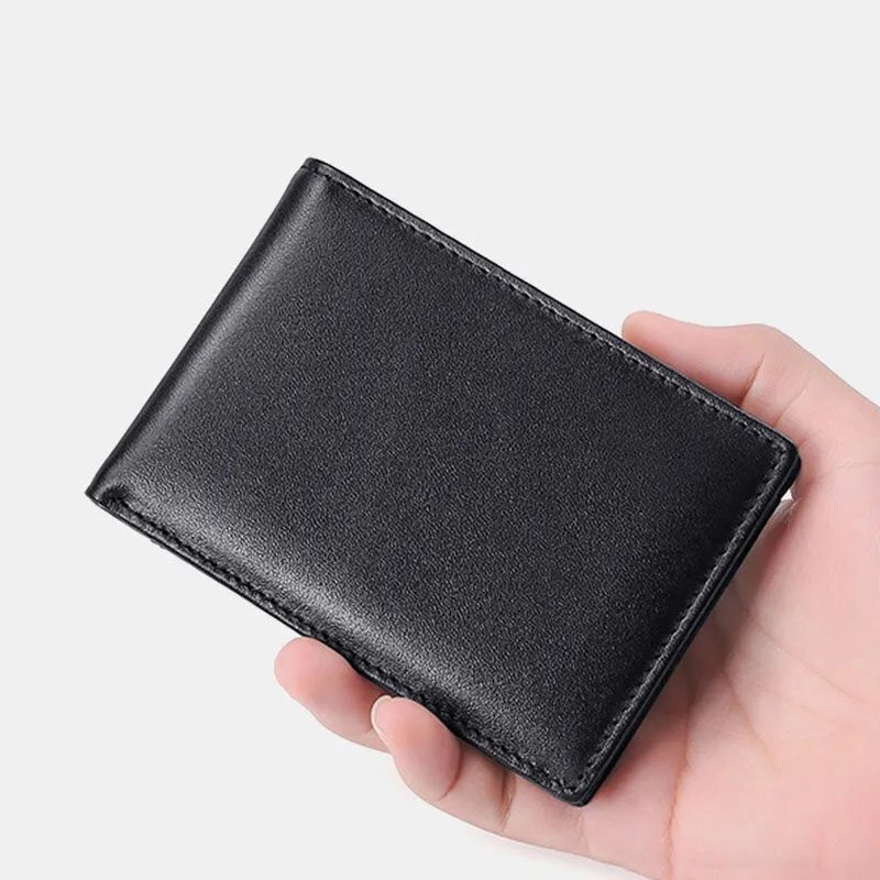 Men Genuine Leather RFID Anti-theft Push Card Slot Multi-Slot License Case Card Holder Wallet