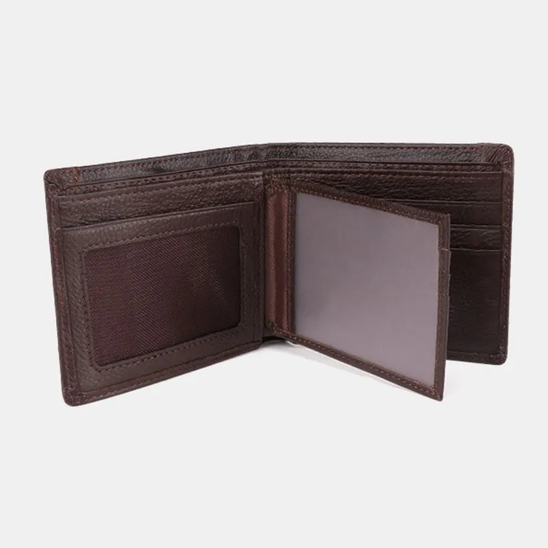 Men RFID Genuine Leather Multi-card Slots Money Clip Wallet