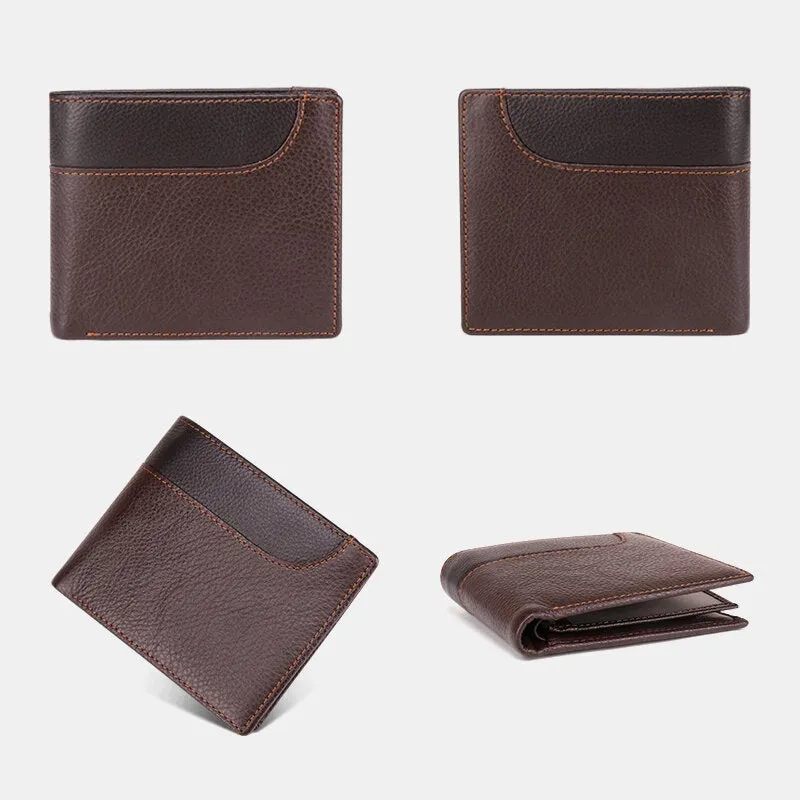 Men RFID Genuine Leather Multi-card Slots Money Clip Wallet