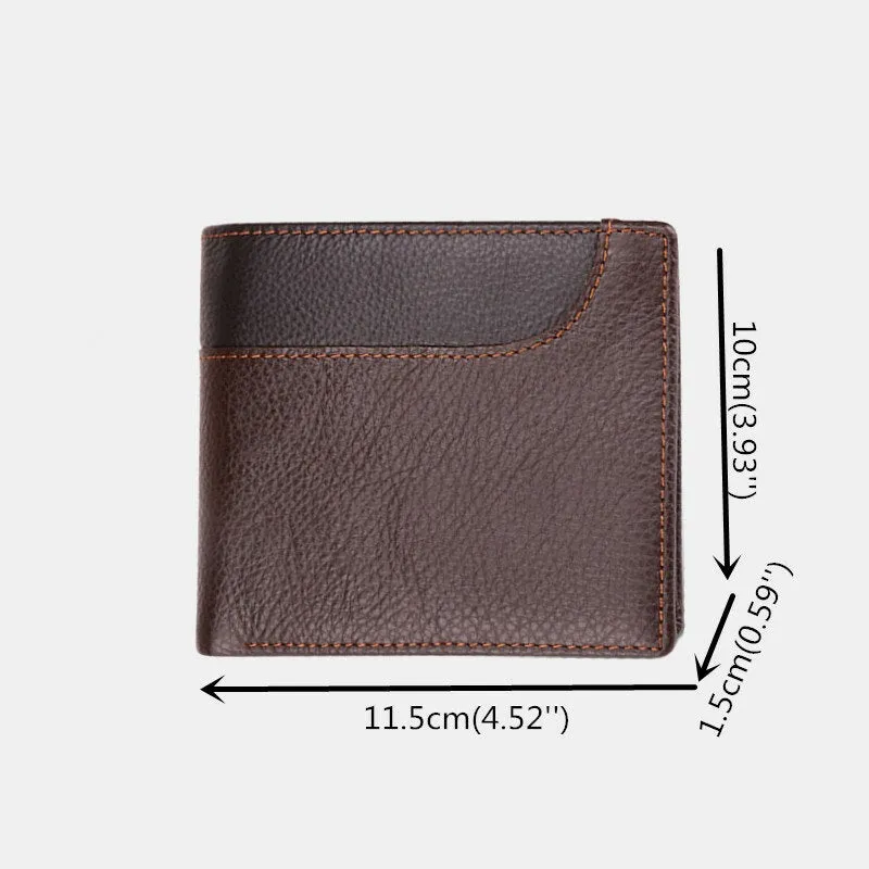 Men RFID Genuine Leather Multi-card Slots Money Clip Wallet