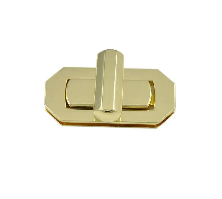 Metal Hexagon Twist Turn Lock 55*25mm 2" x 1" Bronze Gold Tone Rectangular Purse Lock Wallet Clutch Leathercraft Hardware Supply Repair