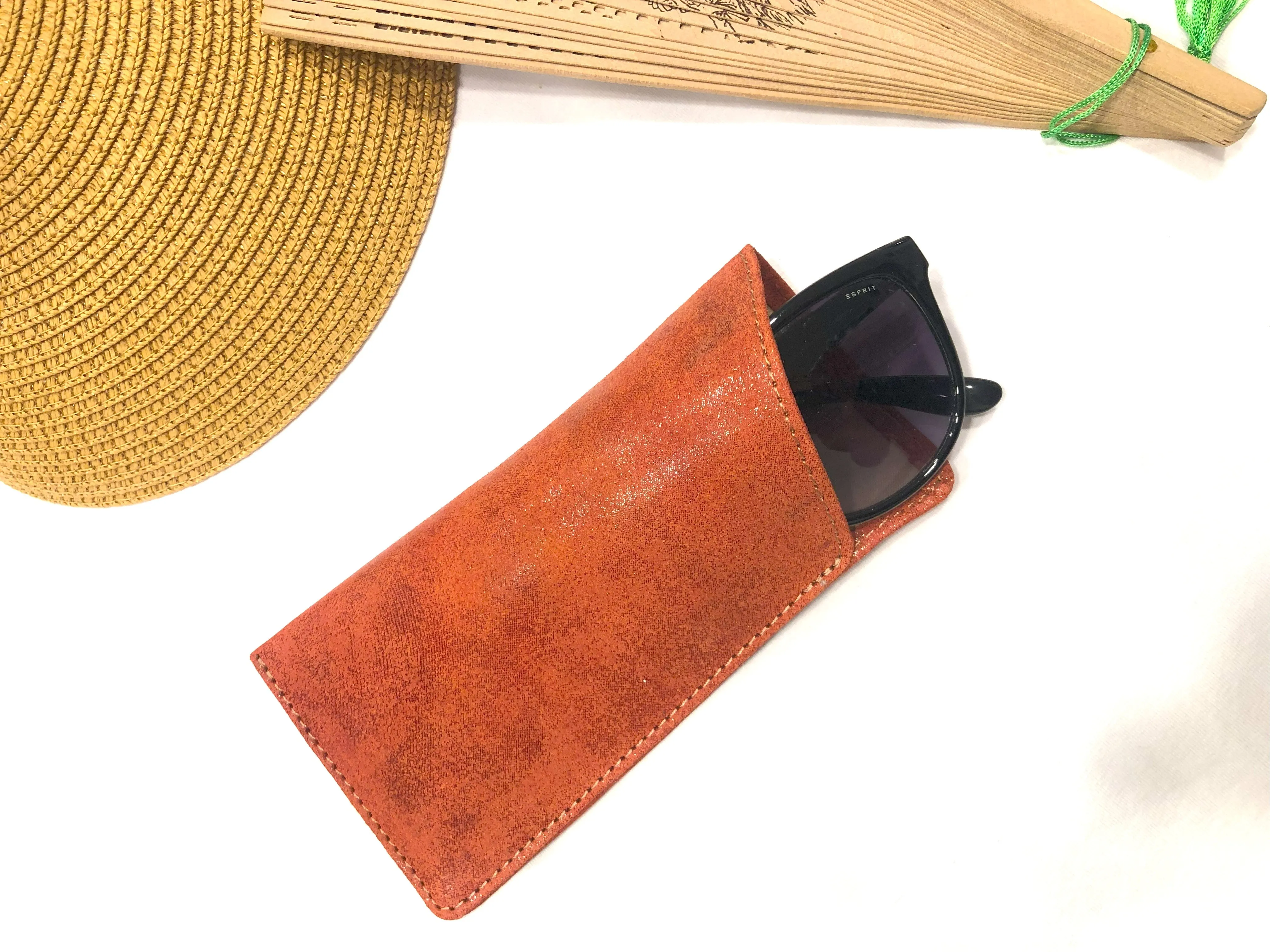 Metallic Genuine Leather Womens Stylish Reading Glass Cover #LB88