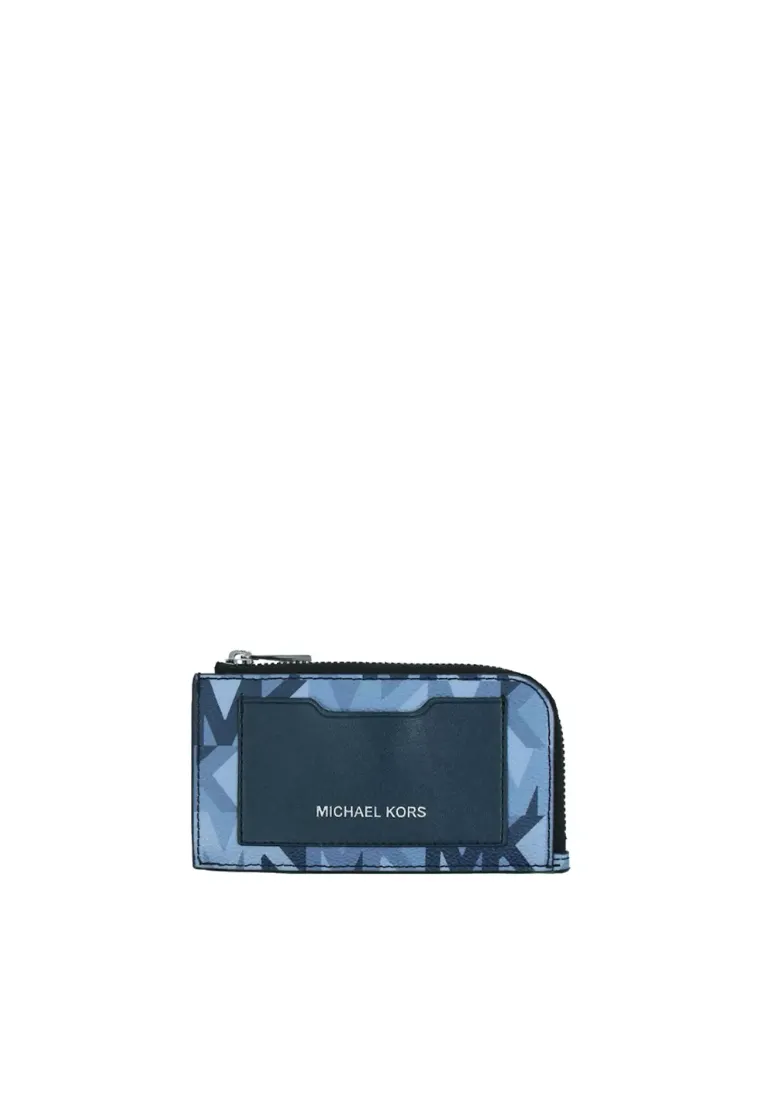 Michael Kors Signature Cooper 36S2LCOE6U Tall Card Case In Denim Blue Multi