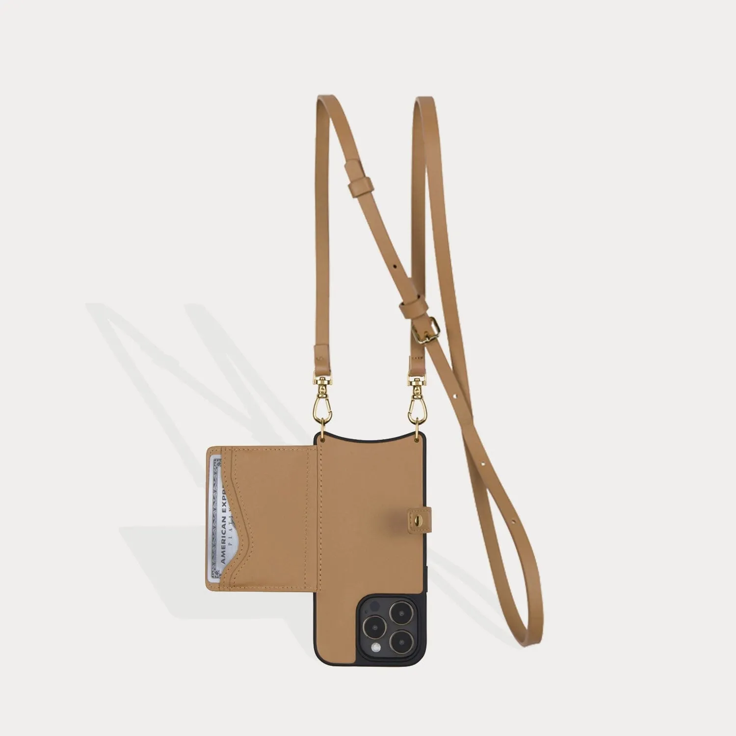 Mila MagSafe Charging Crossbody Bandolier - Tan/Gold