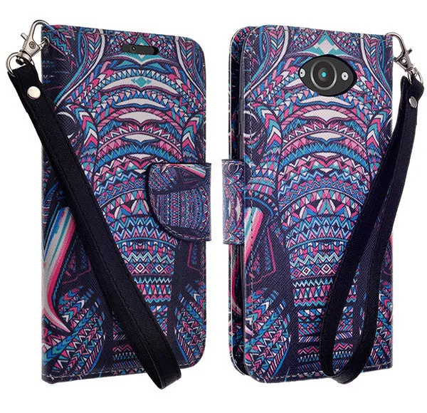 Motorola Droid Turbo | Motorola Moto Maxx | Motorola XT1254 Cases, Wrist Strap Magnetic Fold[Kickstand] Pu Leather Wallet Case with ID & Credit Card Slots for Motorola Droid Turbo | Motorola Moto Maxx | Motorola XT1254  - Tribal Elephant