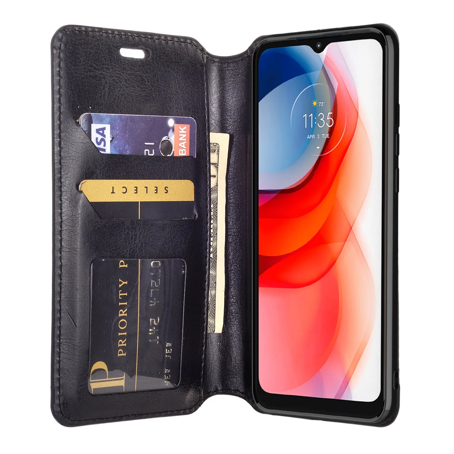 Motorola moto g play 2021 Case, moto g play 2021 Wallet Case, Pu Leather Wallet Case [Kickstand] with ID & Credit Card Slots for moto g play 2021  - Black