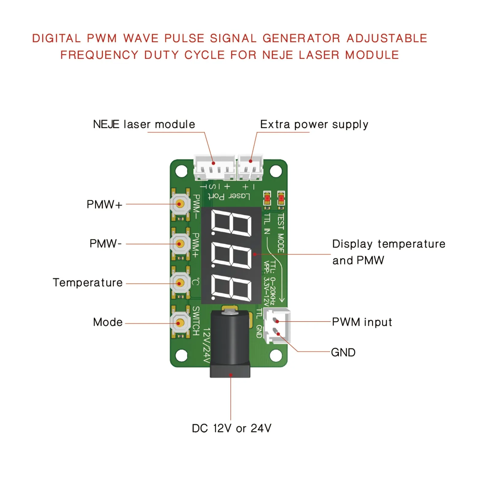 NEJE A40640Ⅱ 12W 450nm Zoom Laser Module - - Direct use, no air pump required