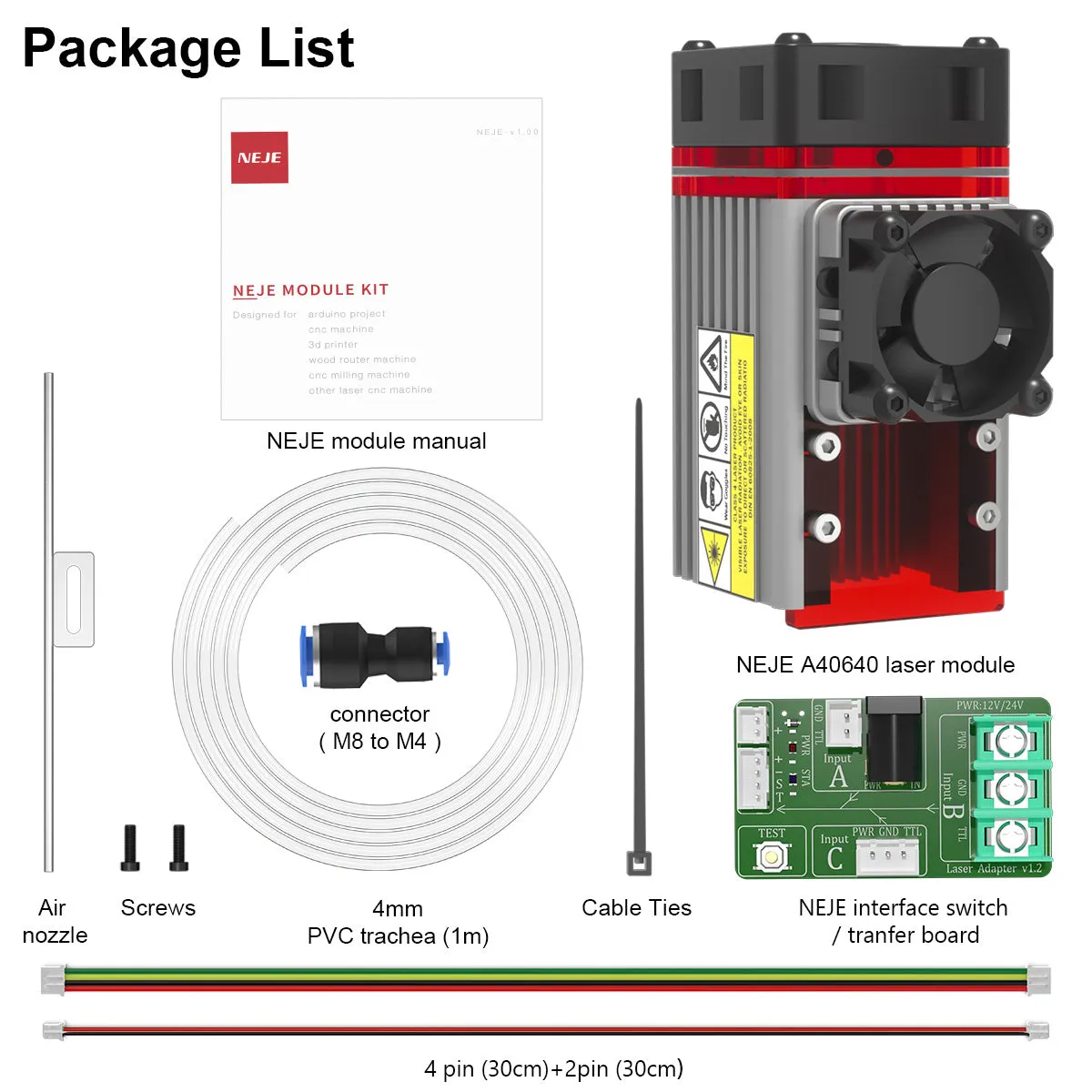 NEJE A40640Ⅱ 12W 450nm Zoom Laser Module - - Direct use, no air pump required