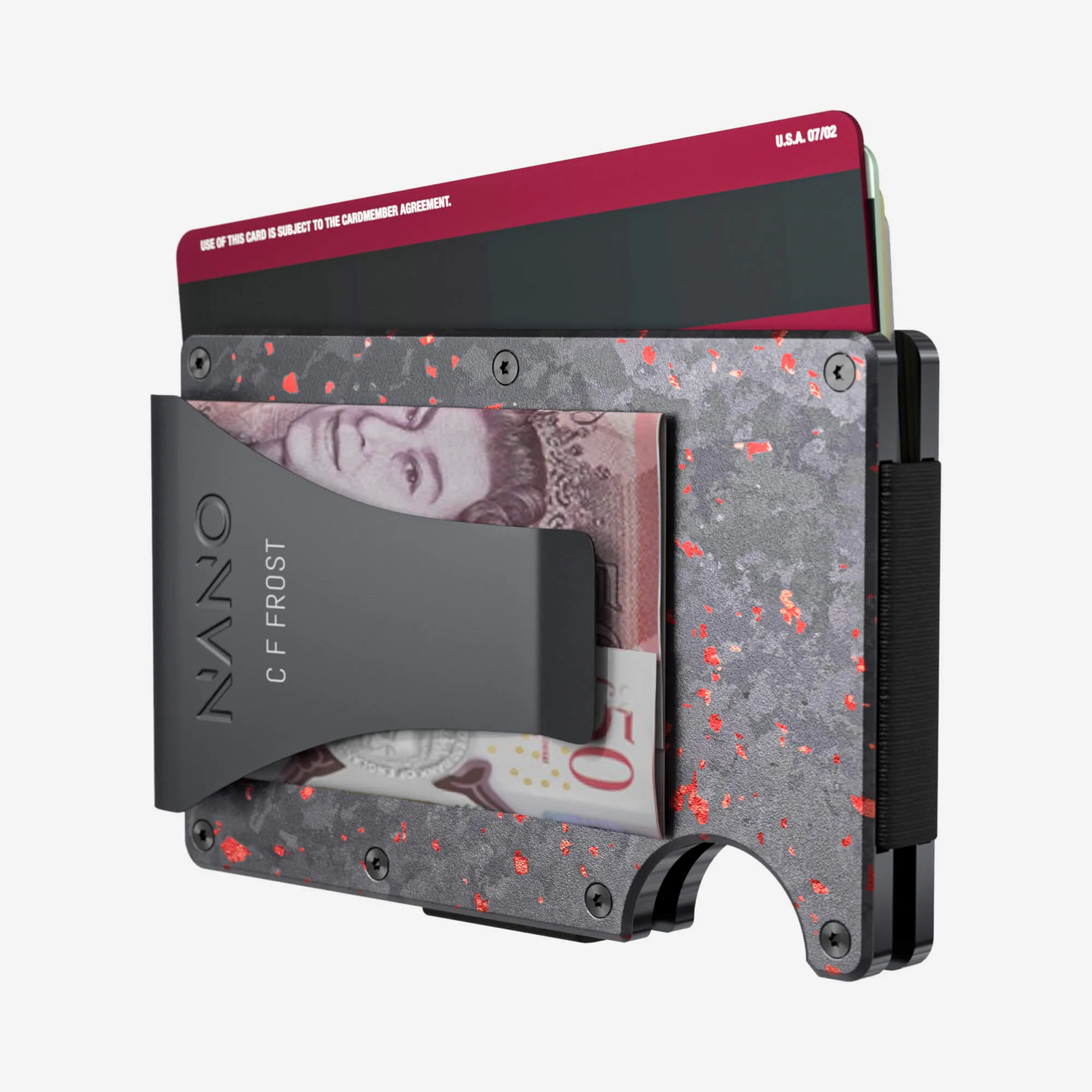 Personalised Money Clip Wallet (Nero/Rosso)