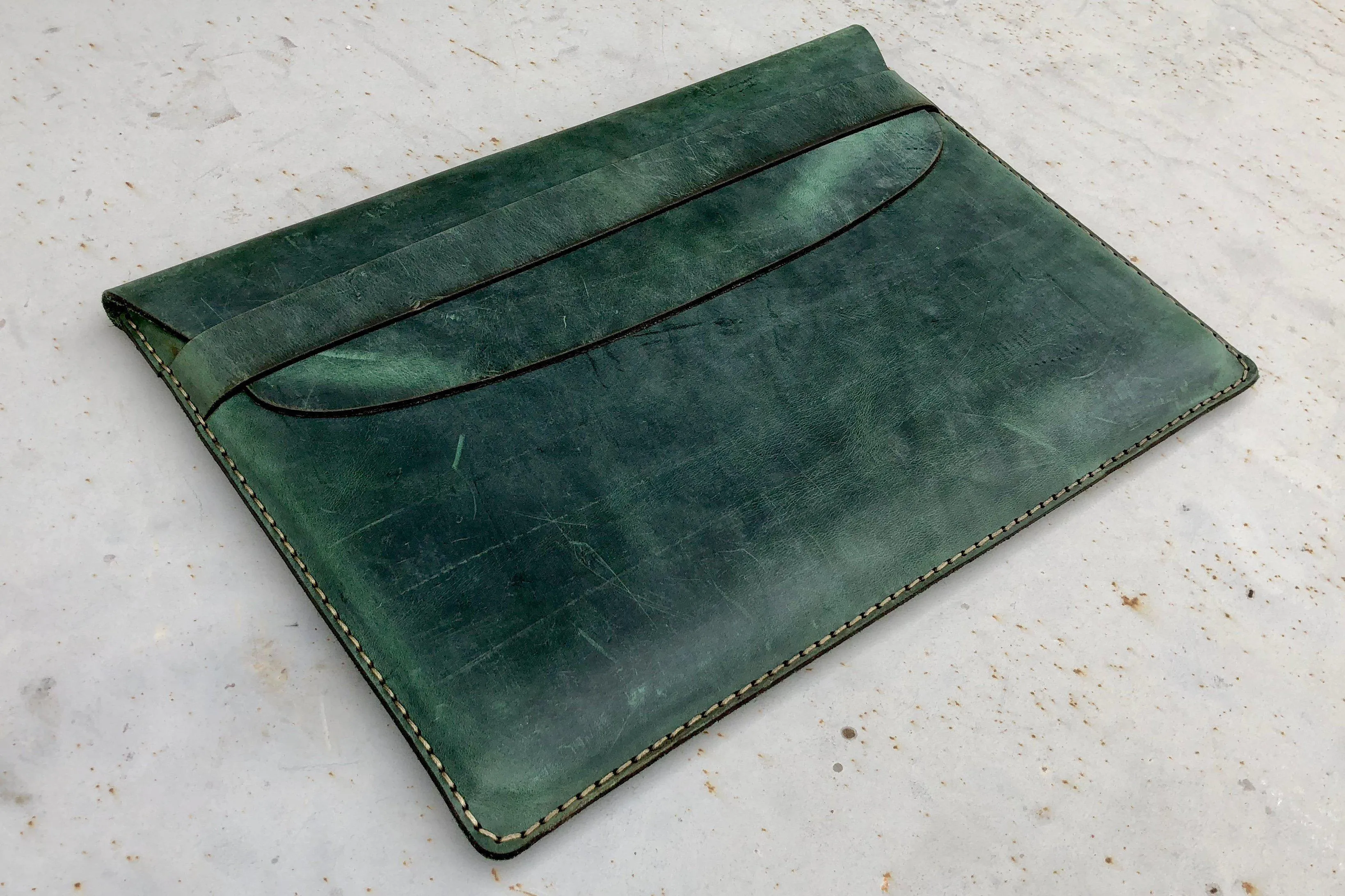 Personalized Leather MacBook Sleeves - Crazy Horse Forest Green