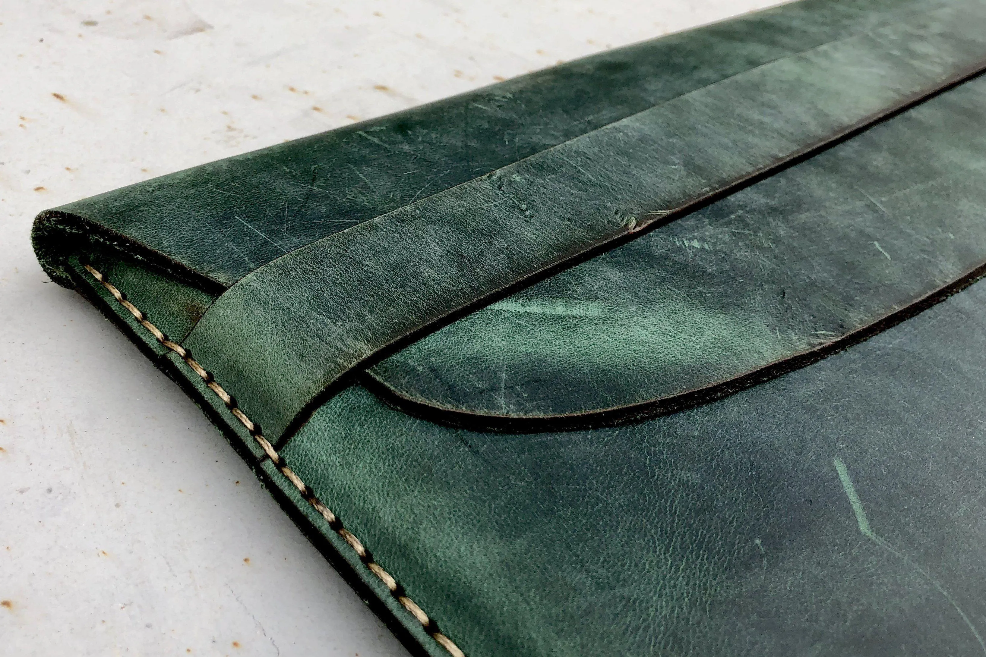 Personalized Leather MacBook Sleeves - Crazy Horse Forest Green