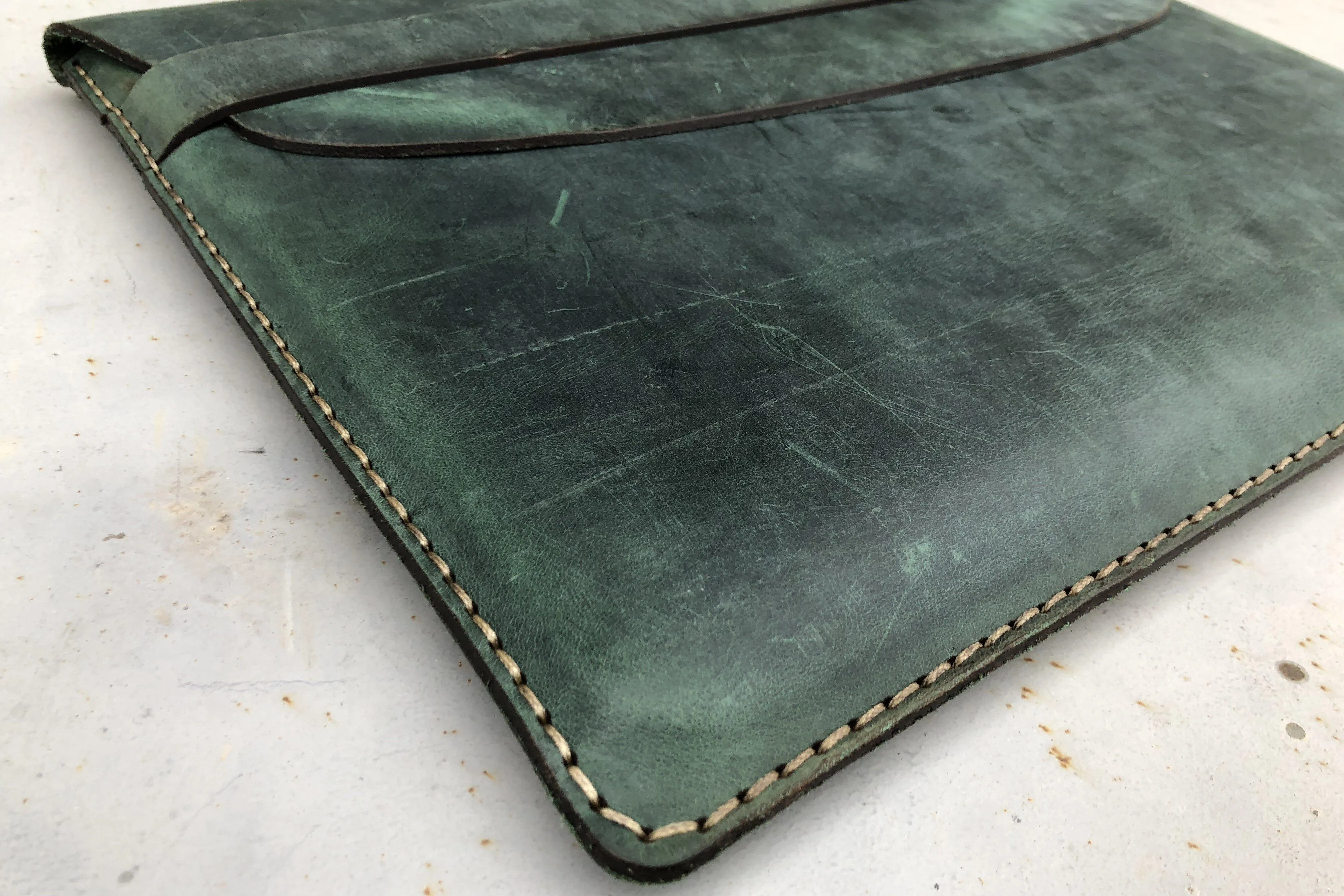 Personalized Leather MacBook Sleeves - Crazy Horse Forest Green