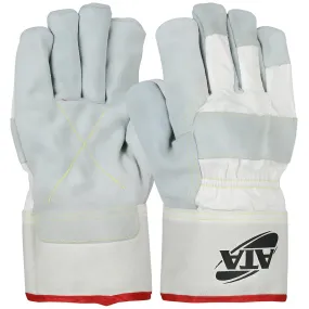 PIP MJVATA-M Split Cowhide Leather Palm Glove with Canvas Back and ATA Technology Lining - Safety Cuff