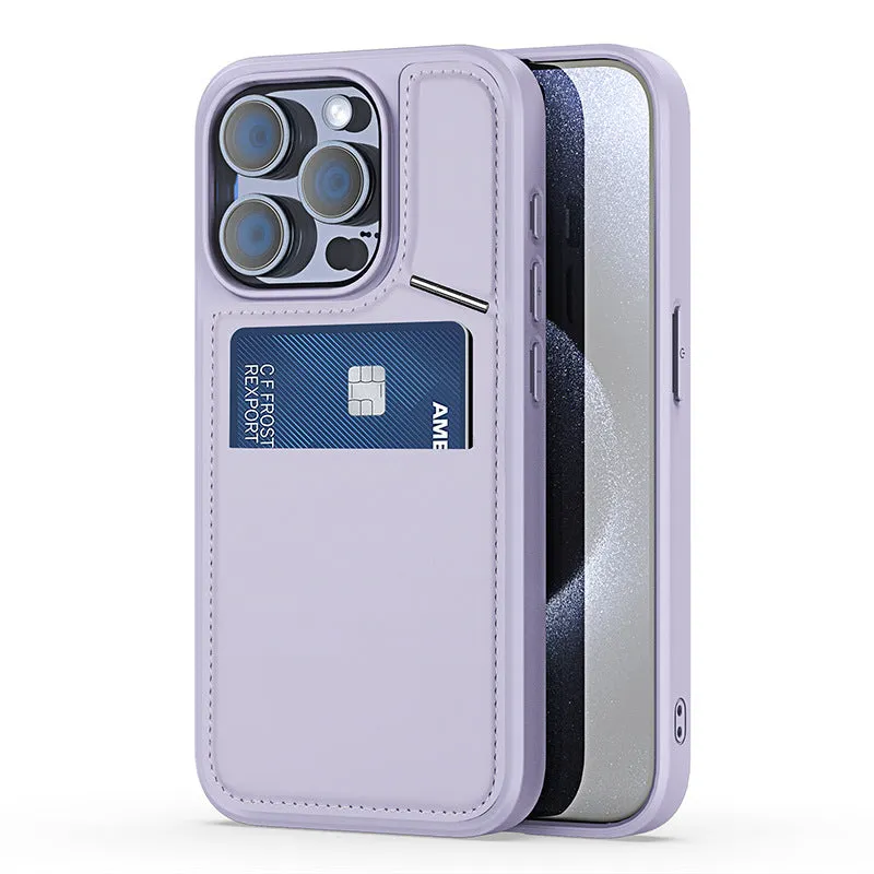 PU Leather Magnetic Phone Case With RFID Blocking Card Holder Slot Stand For iPhone