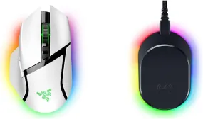 Razer Basilisk V3 Pro - White 白色 人體工學無線遊戲滑鼠 RZ01-04620200-R3A1   Razer Mouse Dock Pro 無線滑鼠充電座 RZ81-01990100-B3M1