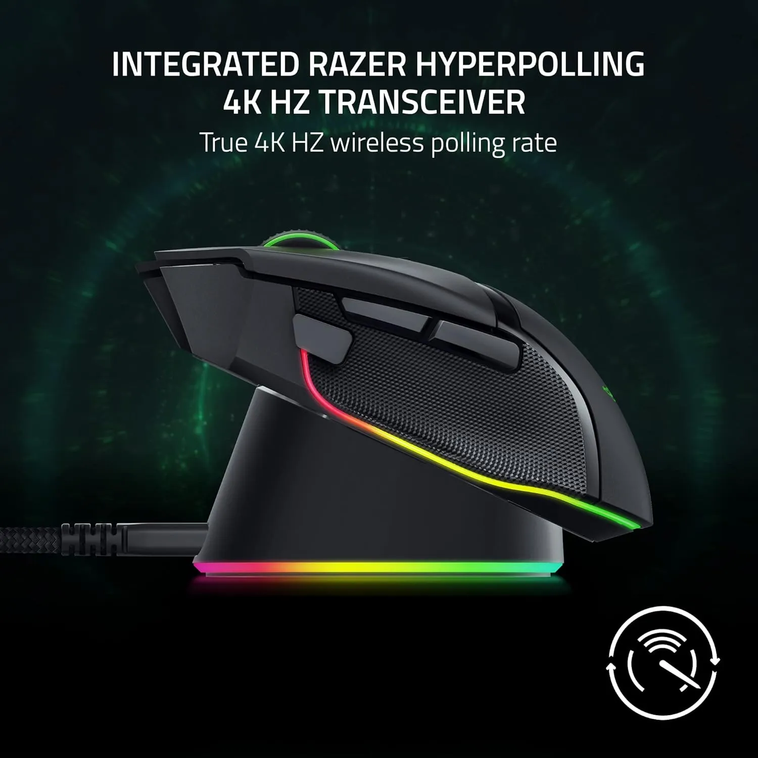 Razer Basilisk V3 Pro - White 白色 人體工學無線遊戲滑鼠 RZ01-04620200-R3A1   Razer Mouse Dock Pro 無線滑鼠充電座 RZ81-01990100-B3M1