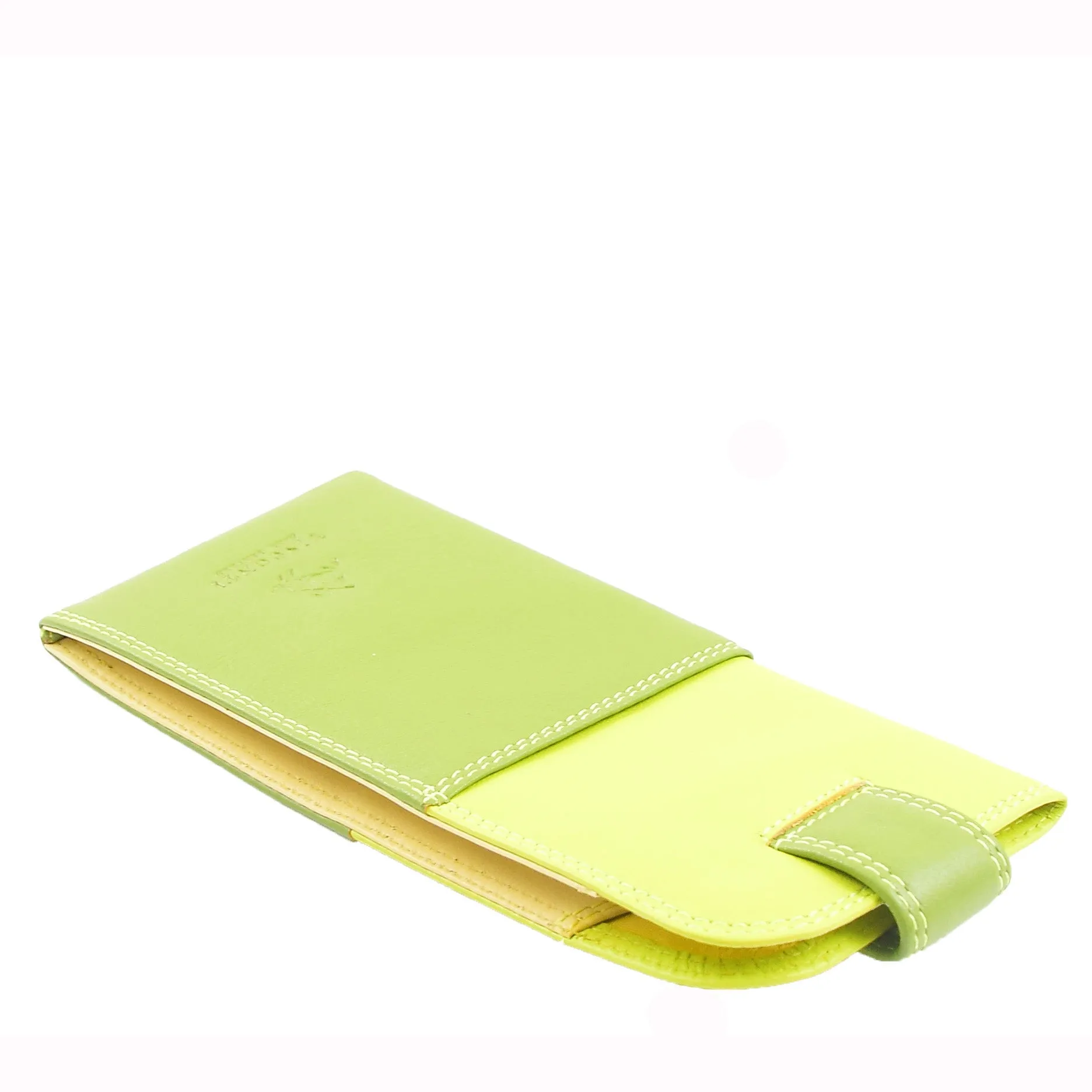 Real Leather Soft Slim Leather Glasses Case Cover HOL6011 Lime Multi