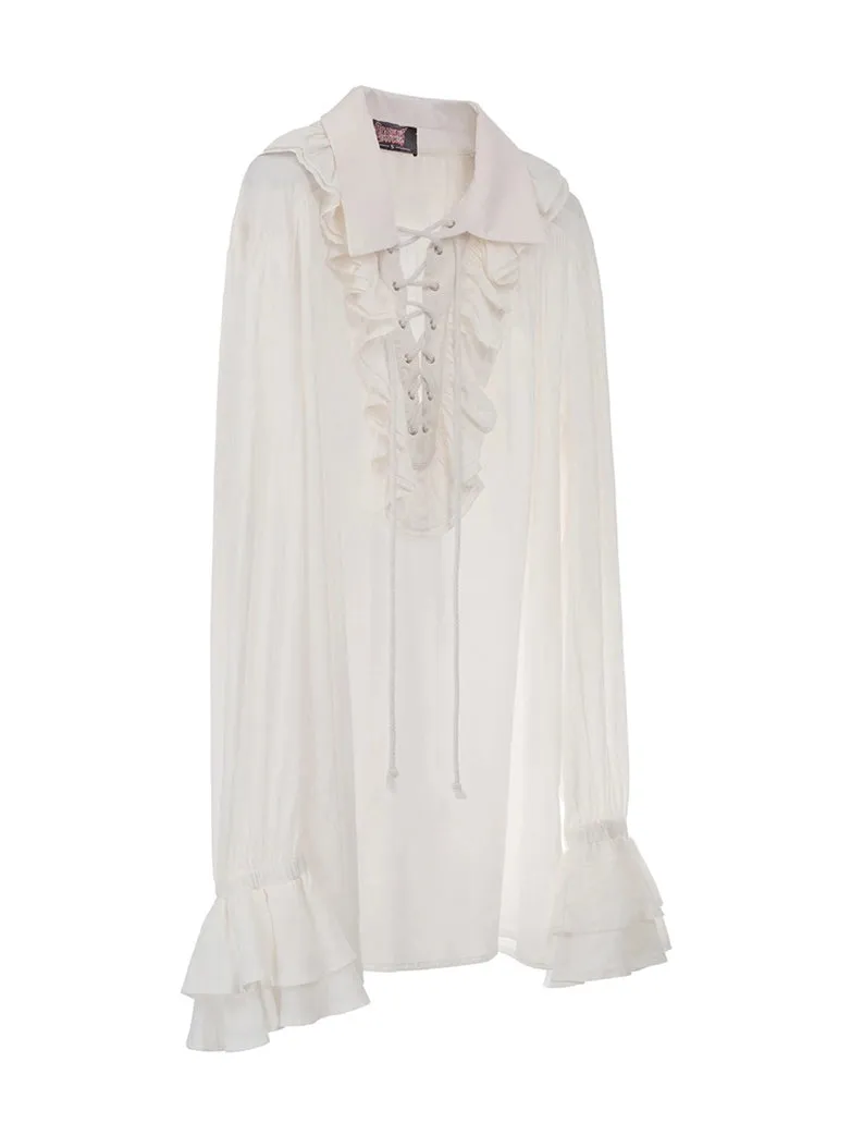 Renaissance Pirate Lapel Lace up Ruffled Shirt