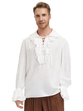 Renaissance Pirate Lapel Lace up Ruffled Shirt