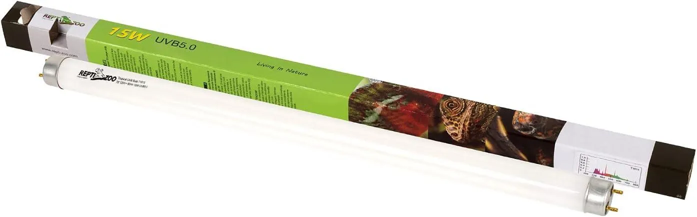 REPTI ZOO T8 Terrarium Reptile Fluorescent UVB T8 18 Inches 15W Compact Reptile Bulb Tropical Terrarium Lamp Tube