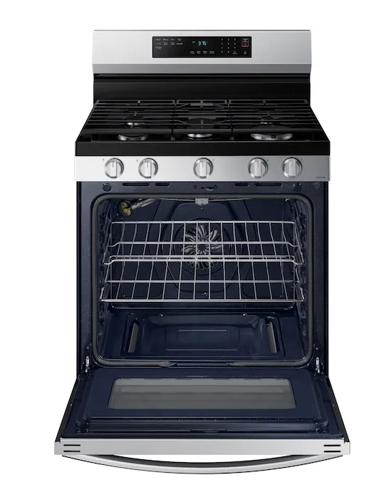 Samsung  30-in 5 Burners 6-cu ft Self-cleaning Air Fry Convection Oven Freestanding Gas Range (Fingerprint Resistant Stainless Steel)