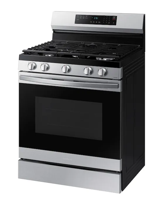 Samsung  30-in 5 Burners 6-cu ft Self-cleaning Air Fry Convection Oven Freestanding Gas Range (Fingerprint Resistant Stainless Steel)