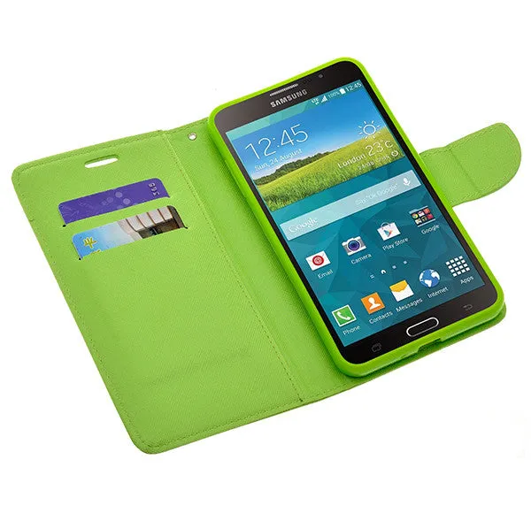 Samsung Galaxy Mega 2 Case, Wrist Strap Magnetic Fold[Kickstand] Pu Leather Wallet Case with ID & Credit Card Slots for Samsung Galaxy Mega2 - Green