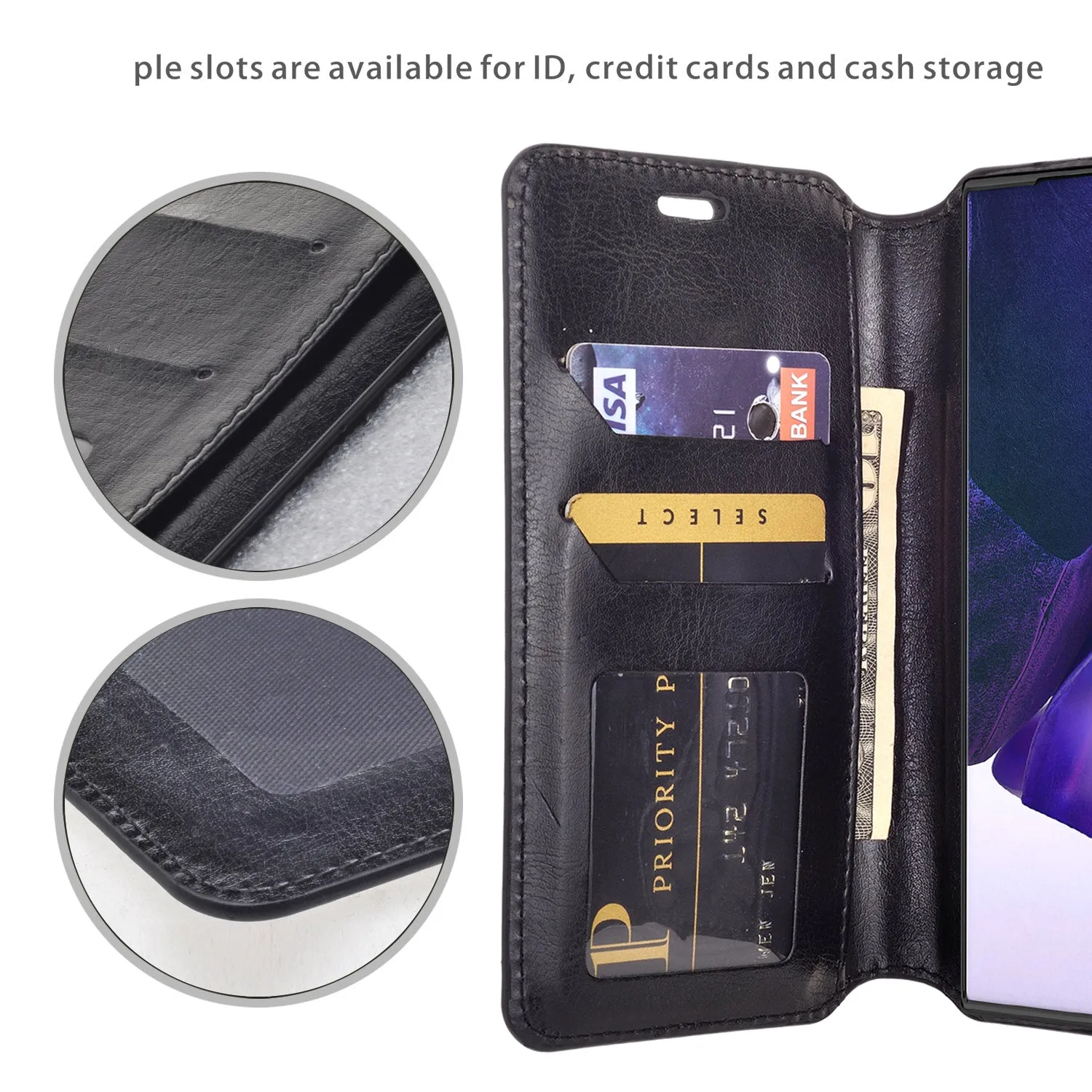 Samsung Galaxy Note 20 Ultra Case, Galaxy Note 20 Ultra Wallet Case, Pu Leather Wallet Case [Kickstand] with ID & Credit Card Slots for Galaxy Note 20 Ultra  - Black