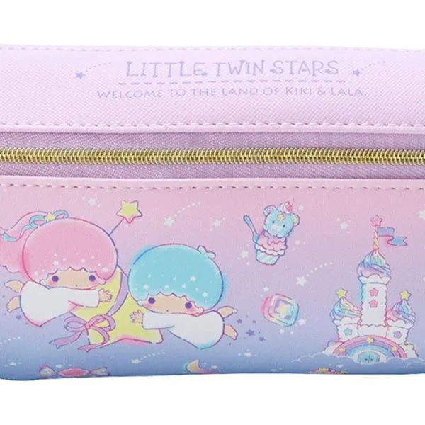 SANRIO Double Leather Pencil Case Melody KIKI & LALA Little twin stars Cinnamoroll Metal Zipper