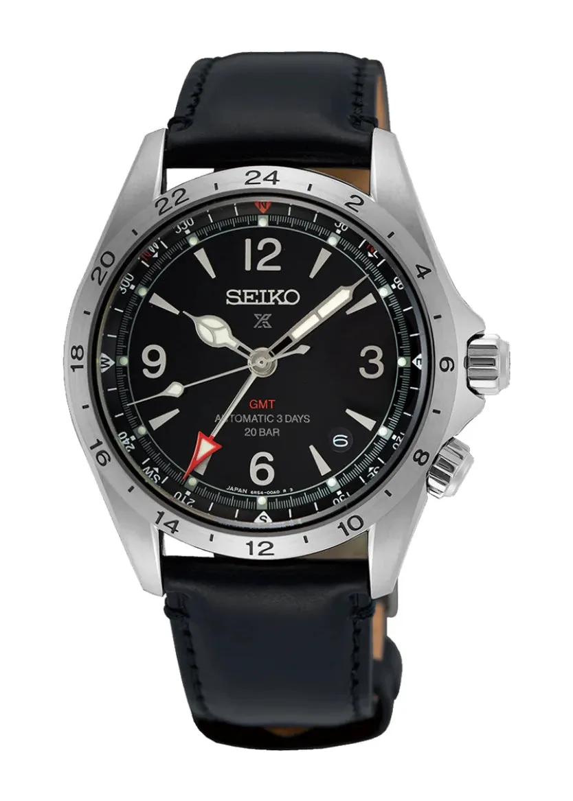 SEIKO PROSPEX AUTOMATIC ALPINIST G.M.T BLACK DIAL LEATHER SPB379J