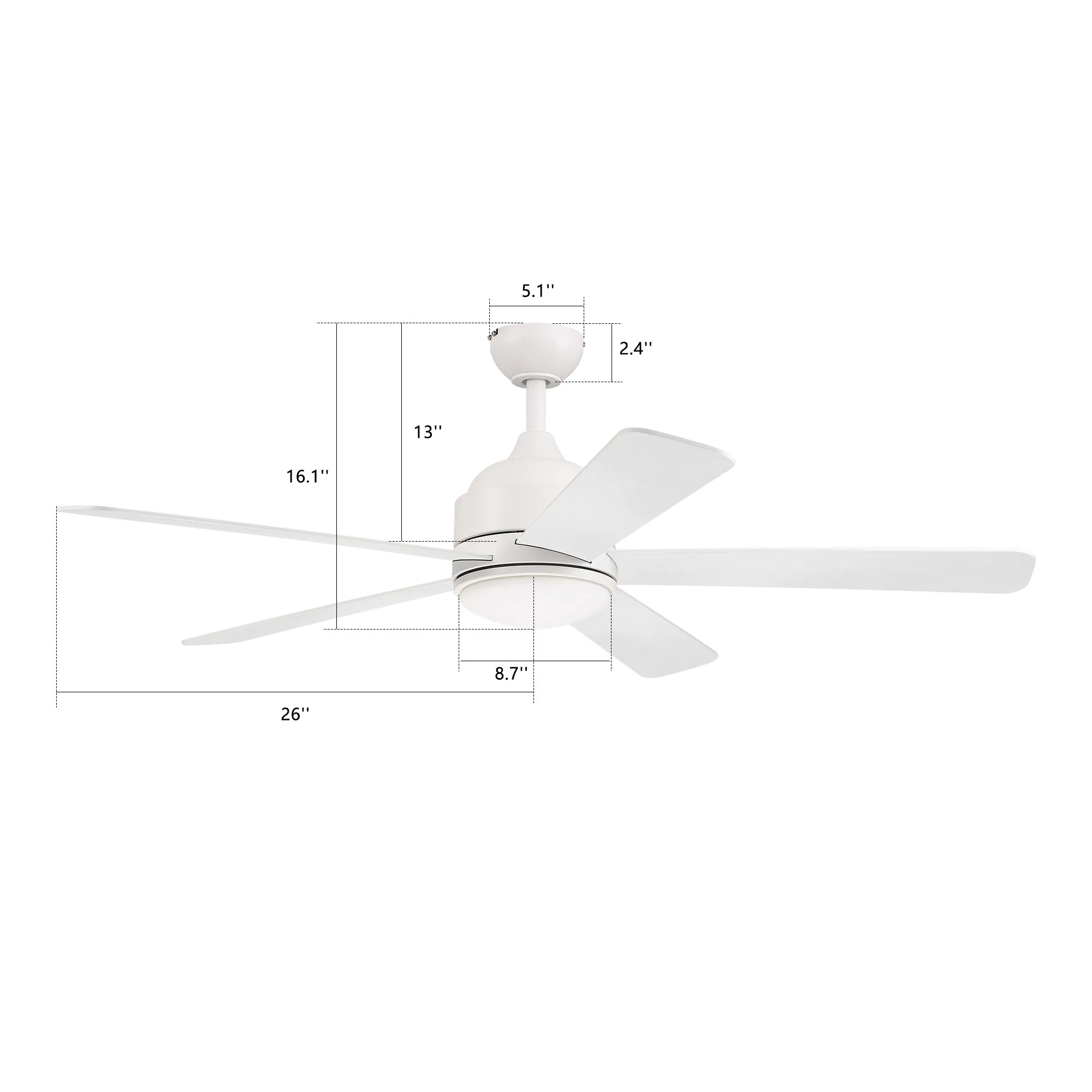 Soran Modern Smart Ceiling Fan with LED Light 52 inch